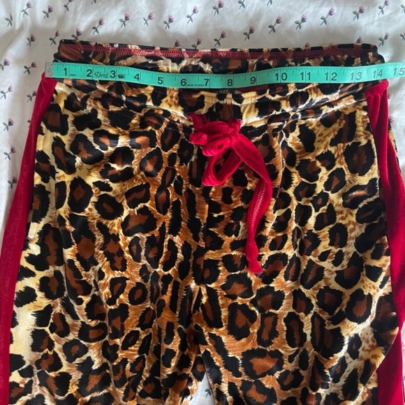 Solstice Intimates Kitty Leopard Print Velvet Track Pants Size M - Picture 2 of 4